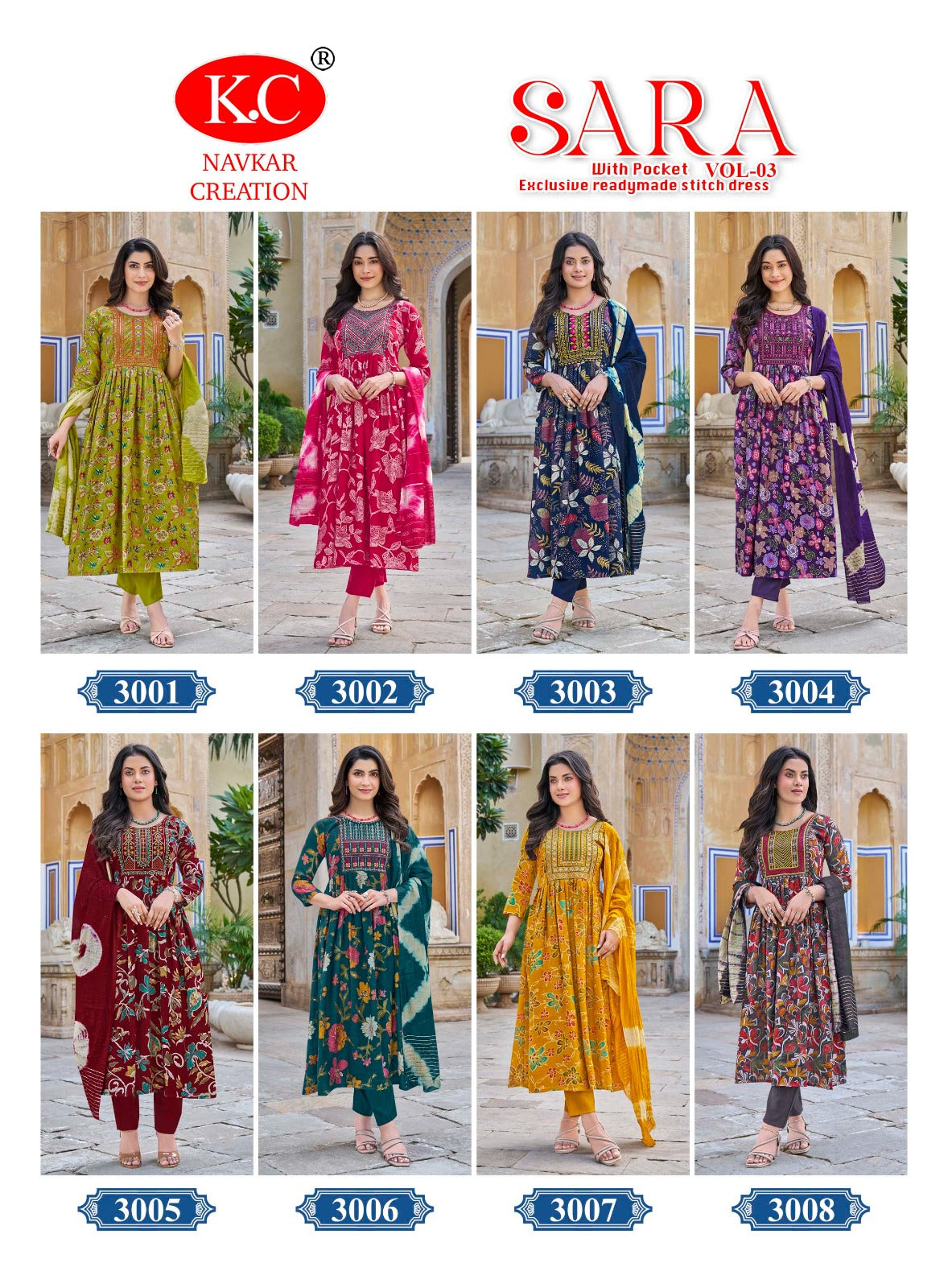 Sara Vol 3 Navkar Kc Vetican Readymade Anarkali Suits Manufacturer