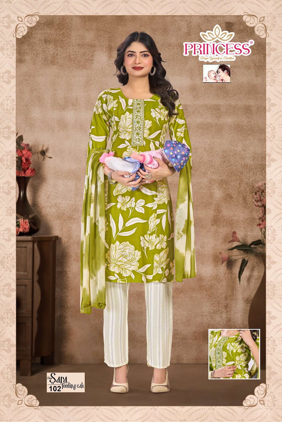 Sara Vol 3 Princess Creation Rayon Feeding Readymade Suit Wholesale Rate