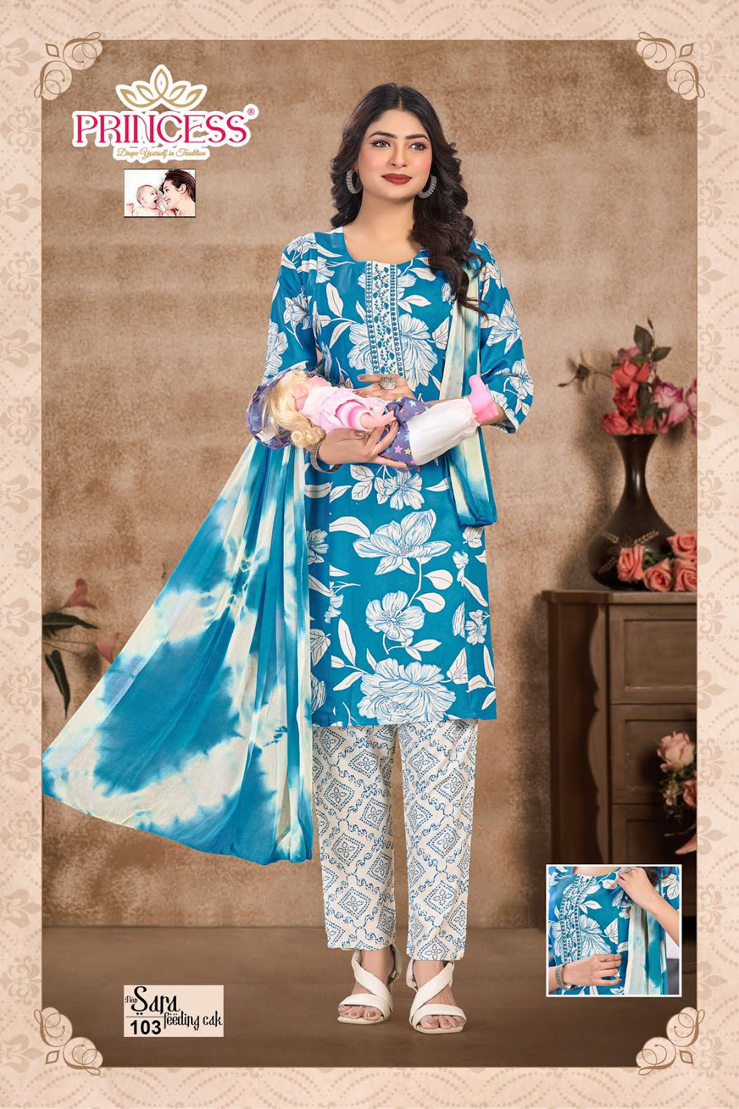 Sara Vol 3 Princess Creation Rayon Feeding Readymade Suit Wholesale Rate
