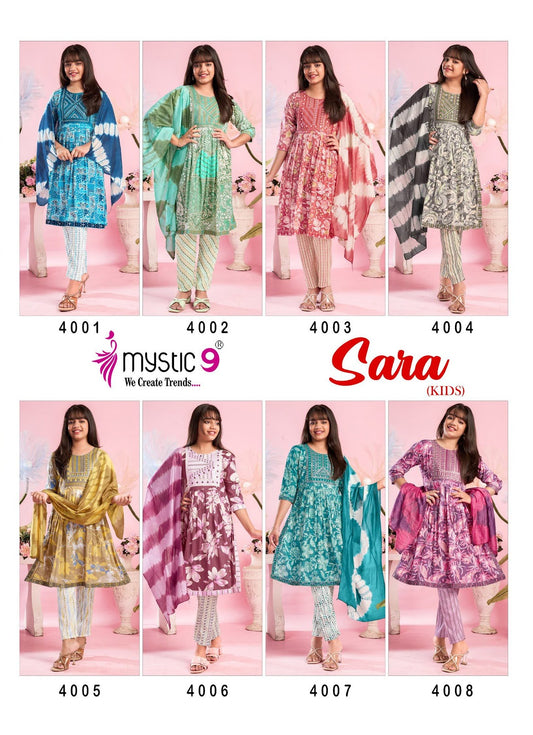 Sara Vol 4 Mystic 9 Rayon Girls Readymade Pant Suits Exporter Gujarat