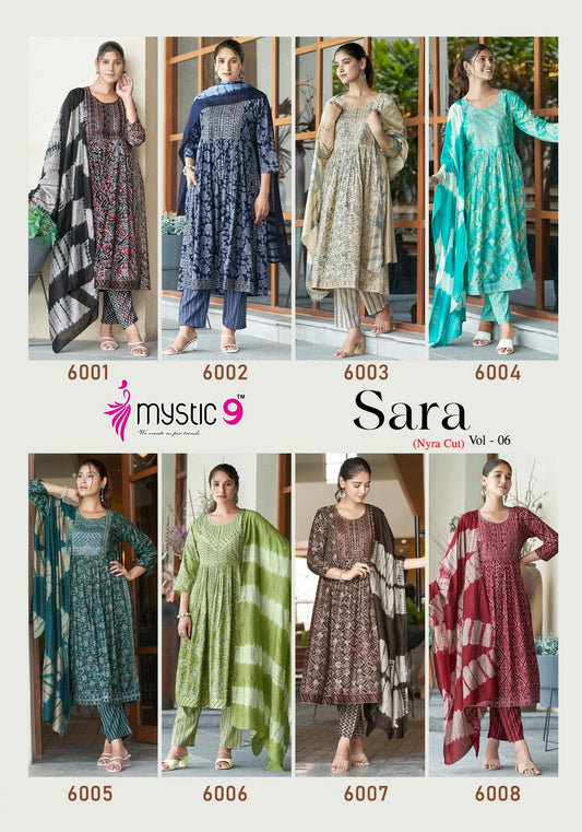 Sara Vol 6 Mystic 9 Two Tone Readymade Pant Style Suits Exporter India