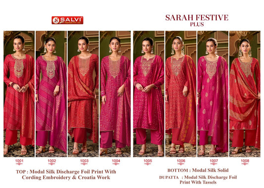 Sarah Festive Plus Salvi Fashion Modal Slub Pant Style Suits Exporter India