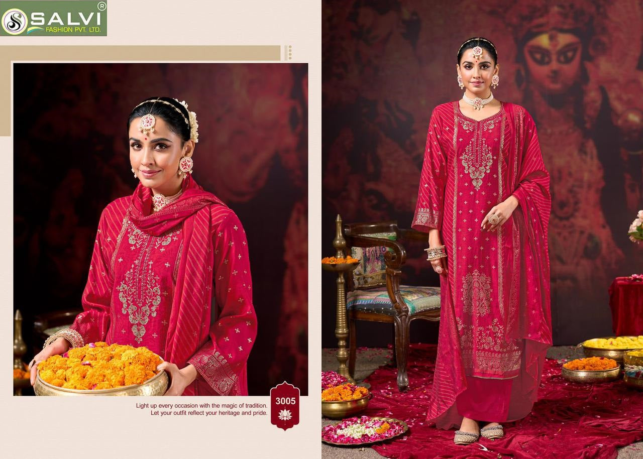 Sarah Festive Vol 3 Salvi Fashion Modal Silk Pant Style Suits Wholesaler Ahmedabad