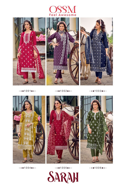 Sarah Ossm Viscose Silk Readymade Pant Style Suits Wholesale