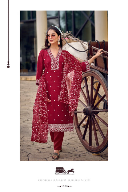 Sarah Ossm Viscose Silk Readymade Pant Style Suits Wholesale