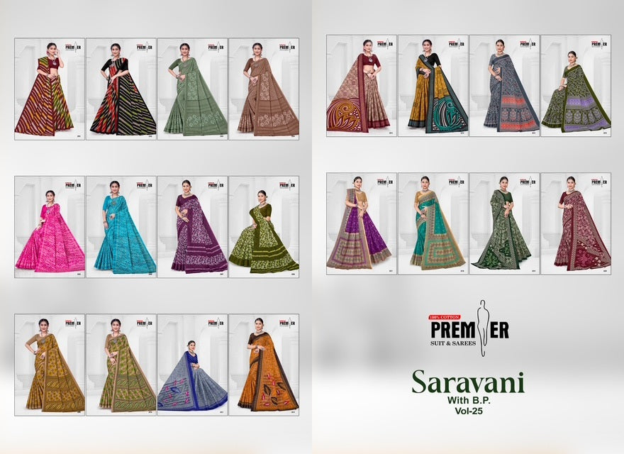 Saravani Vol 25 Premier Cotton Sarees Wholesaler Ahmedabad