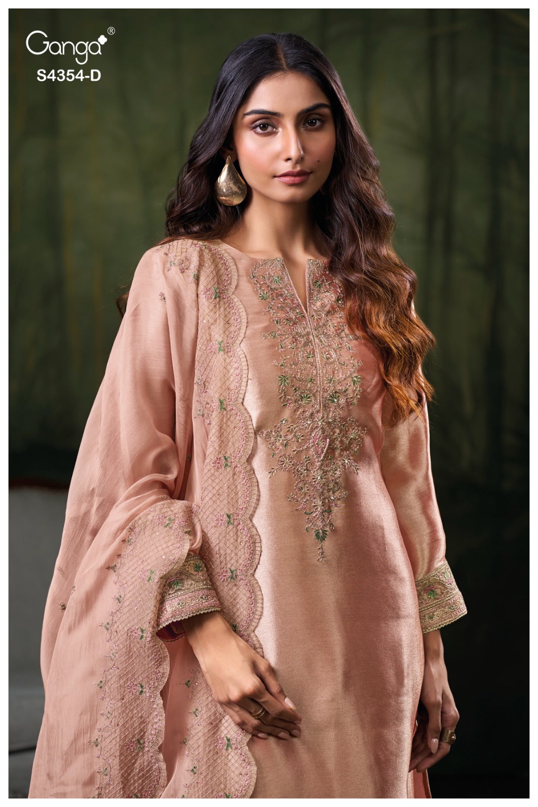 Sareen S4354 Ganga Bemberg Silk Pant Style Suits Wholesaler