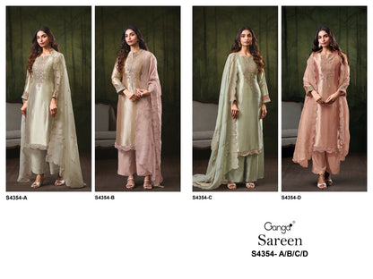 Sareen S4354 Ganga Bemberg Silk Pant Style Suits Wholesaler