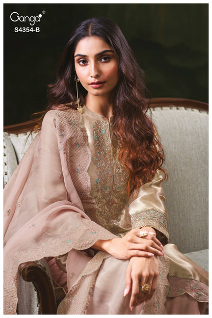Sareen S4354 Ganga Bemberg Silk Pant Style Suits Wholesaler