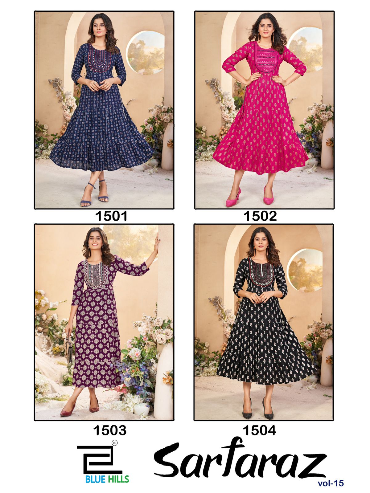 Sarfaraz Vol 15 Blue Hills Rayon One Piece Wholesaler
