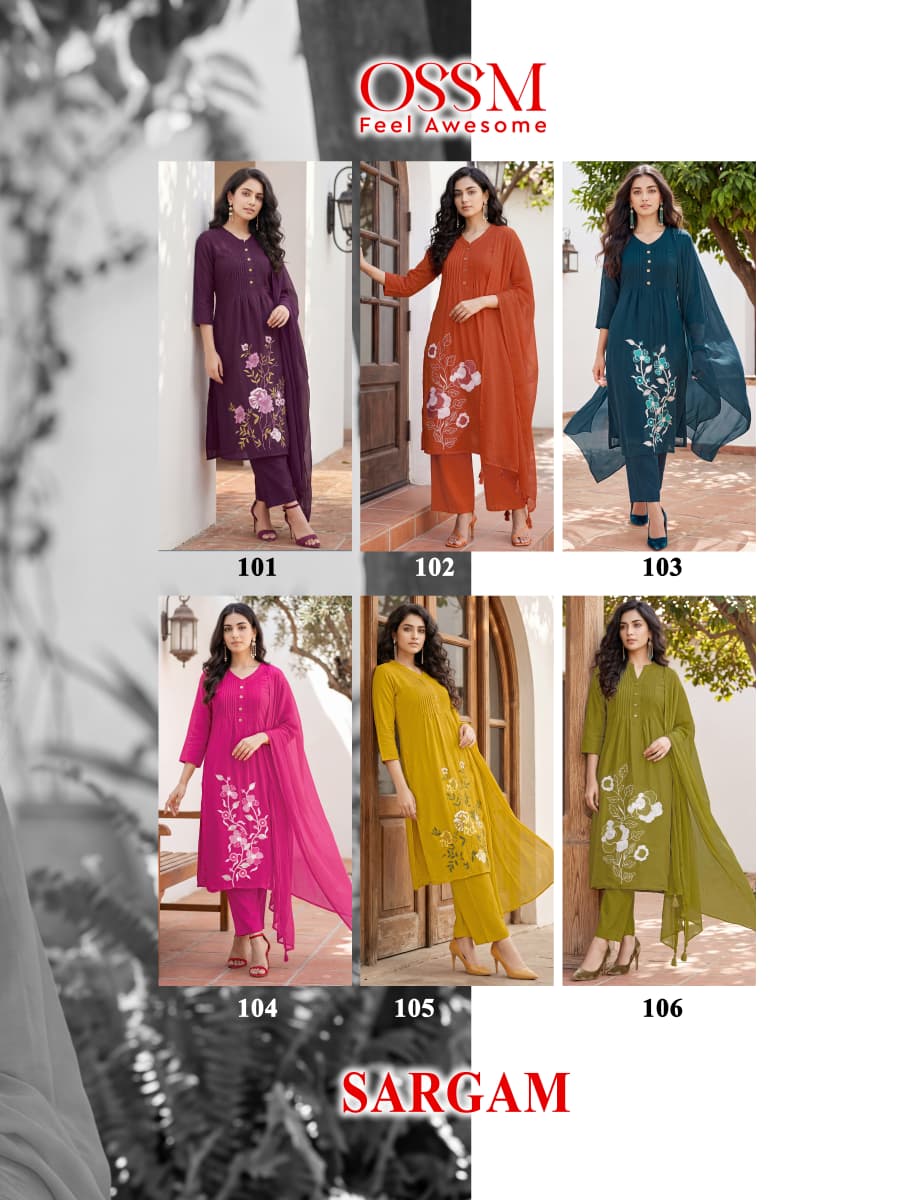 Sargam 2026 Ossm Chanderi Readymade Pant Style Suits Supplier India