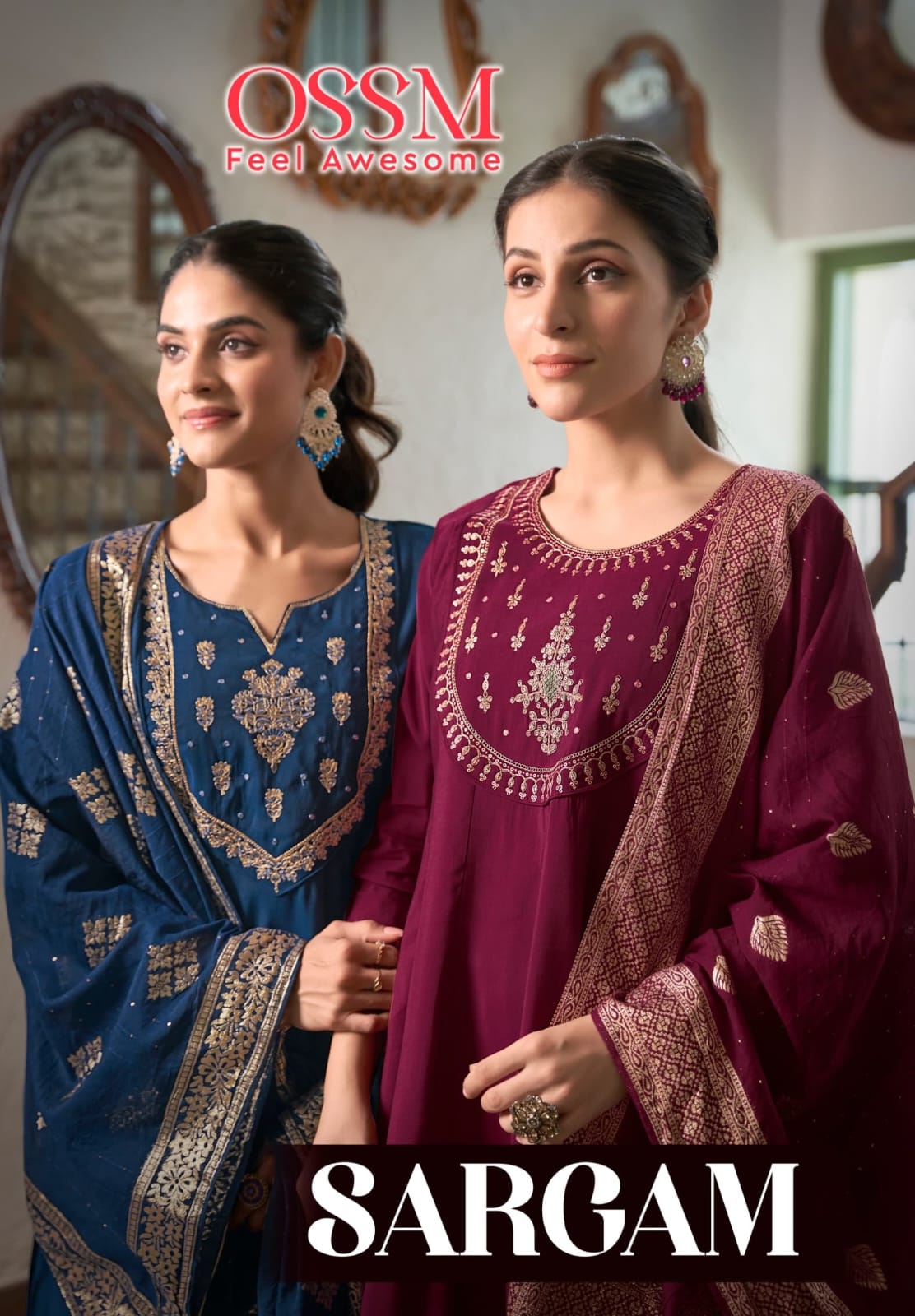 Sargam Ossm Roman Silk Readymade Anarkali Suits Supplier Gujarat