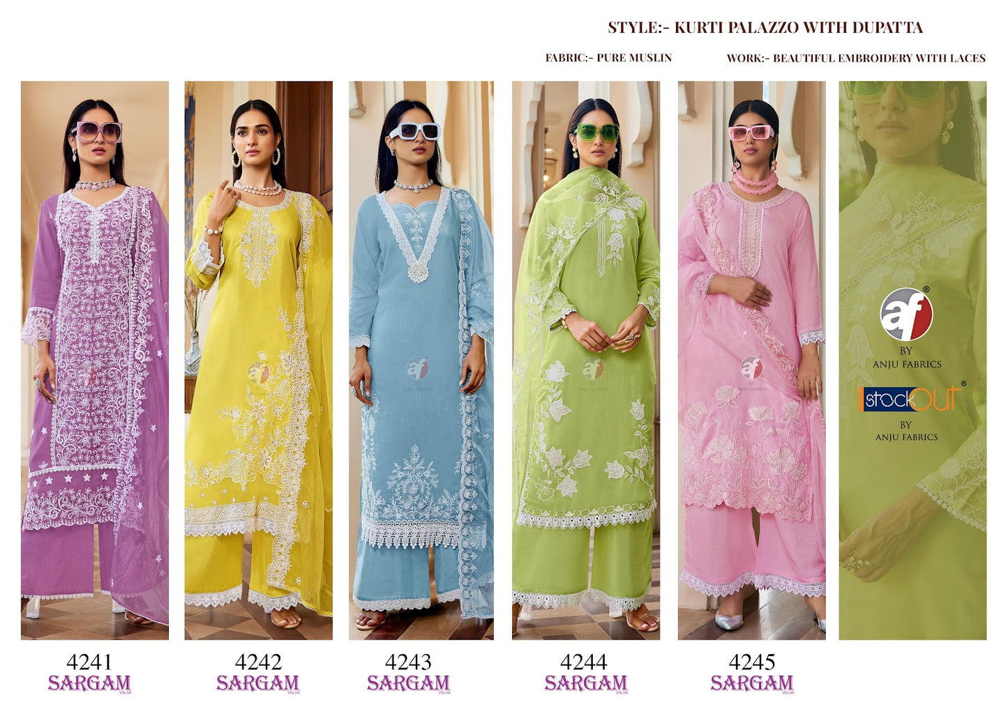 Sargam Vol 2 Af Muslin Readymade Plazzo Style Suits Supplier India