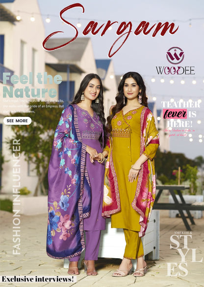 Sargam Woodee Rayon Readymade Pant Style Suits Manufacturer Gujarat