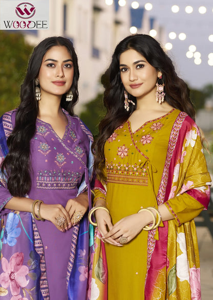Sargam Woodee Rayon Readymade Pant Style Suits Manufacturer Gujarat