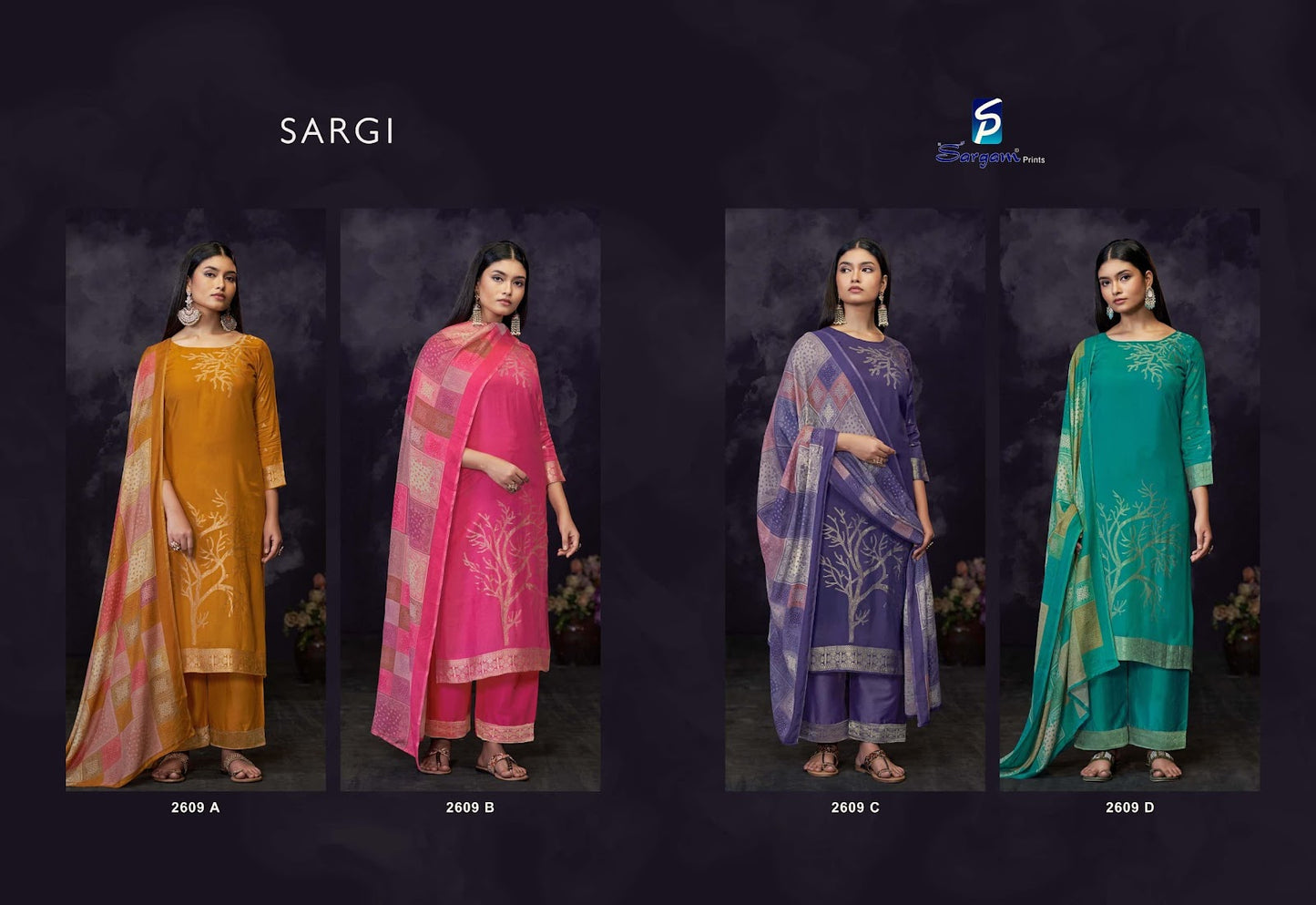 Sargi Sargam Prints Muslin Jacquard Pant Style Suits Exporter India