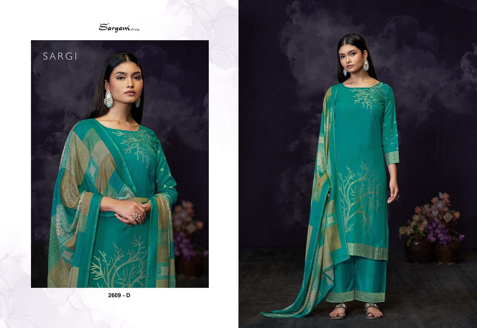 Sargi Sargam Prints Muslin Jacquard Pant Style Suits Exporter India