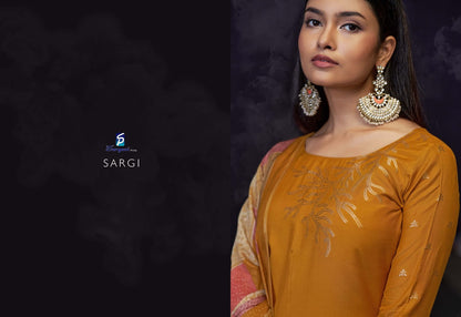 Sargi Sargam Prints Muslin Jacquard Pant Style Suits Exporter India