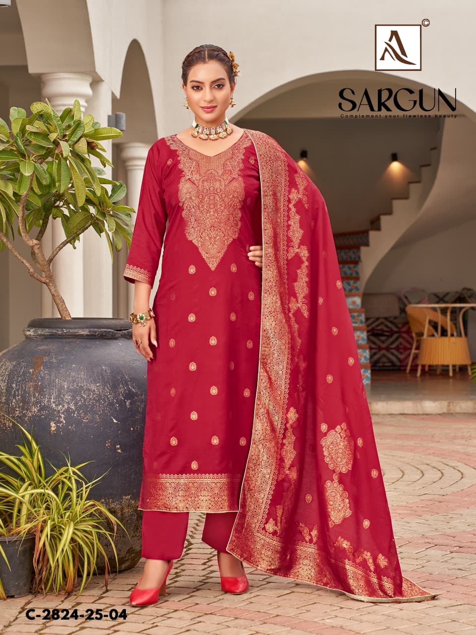 Sargun Alok Viscose Muslin Karachi Salwar Suits Manufacturer