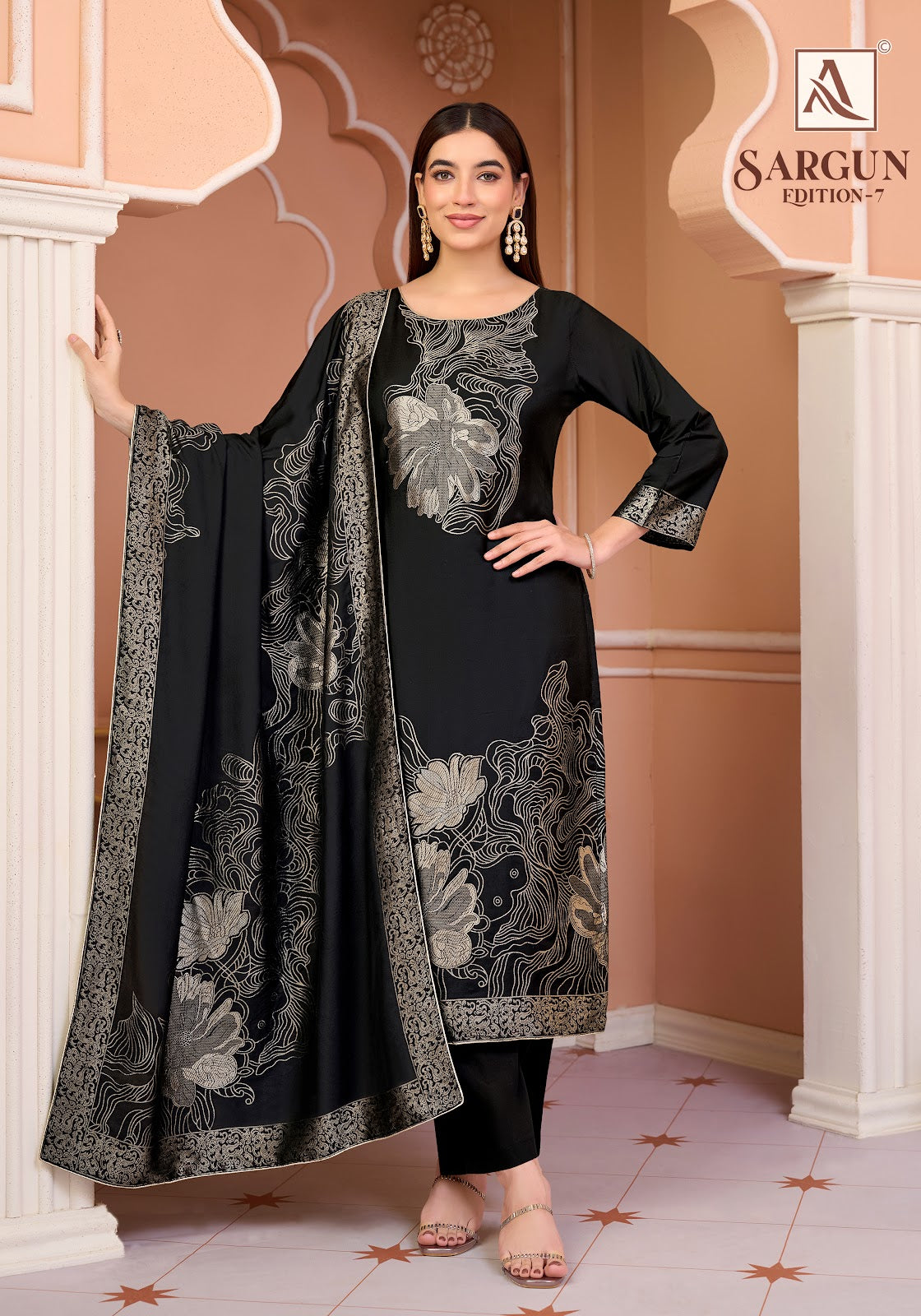 Sargun Edition 7 Alok Viscose Maslin Karachi Salwar Suits Exporter Ahmedabad