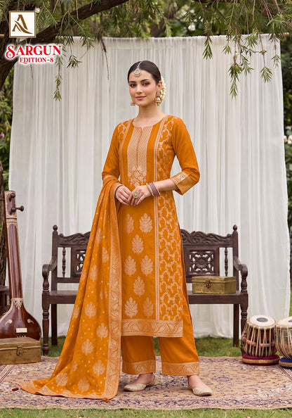 Sargun Edition 8 Alok Viscose Maslin Karachi Salwar Suits Supplier