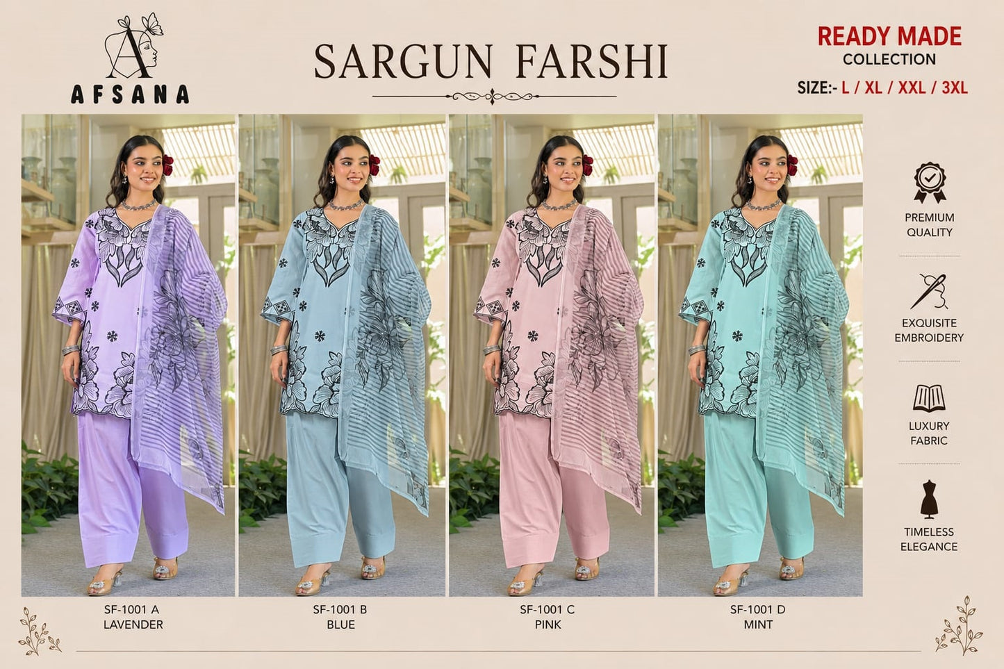 Sargun Farshi Afsana Cotton Pakistani Readymade Suits Supplier Ahmedabad