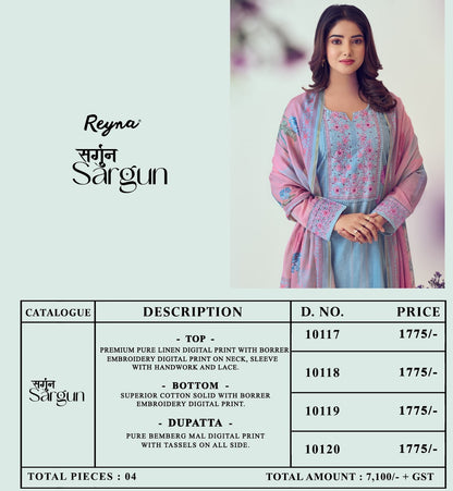 Sargun Reyna Linen Pant Style Suits Manufacturer India