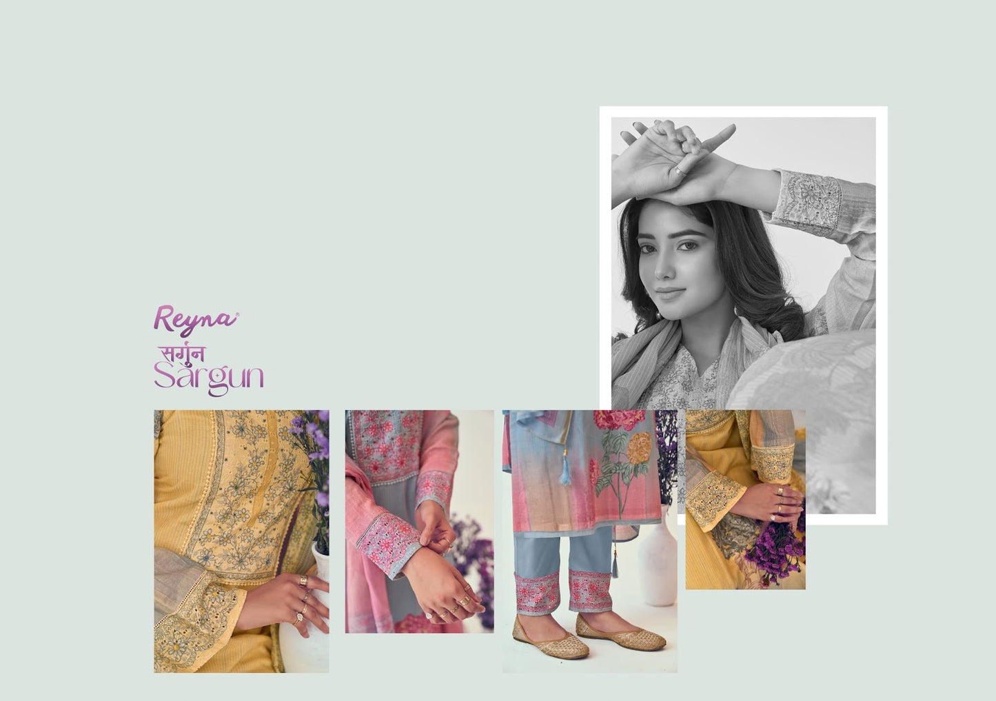 Sargun Reyna Linen Pant Style Suits Manufacturer India