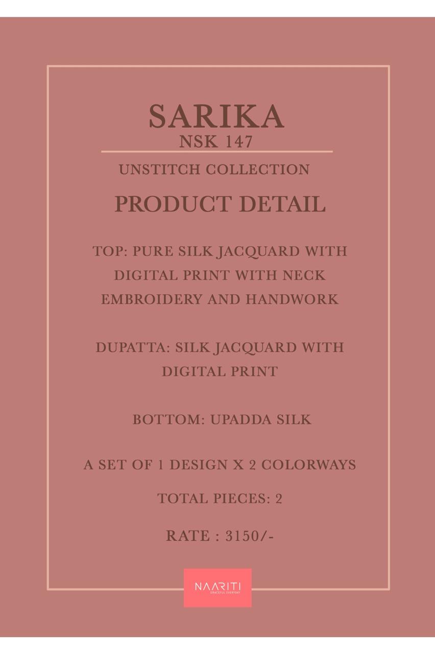 Sarika 147 Naariti Silk Jacquard Pant Style Suits Supplier Ahmedabad