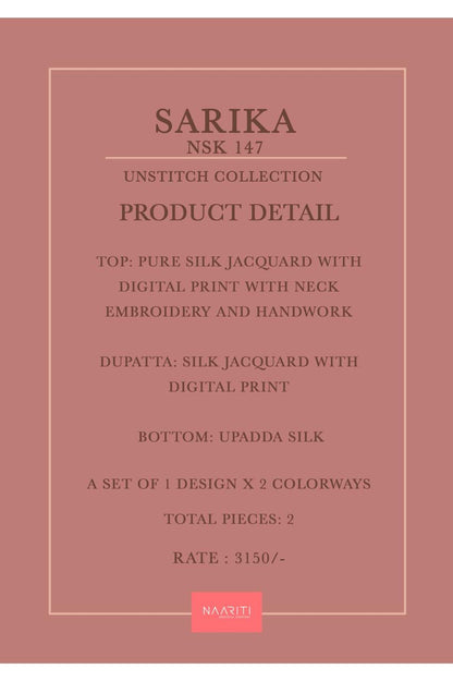 Sarika 147 Naariti Silk Jacquard Pant Style Suits Supplier Ahmedabad