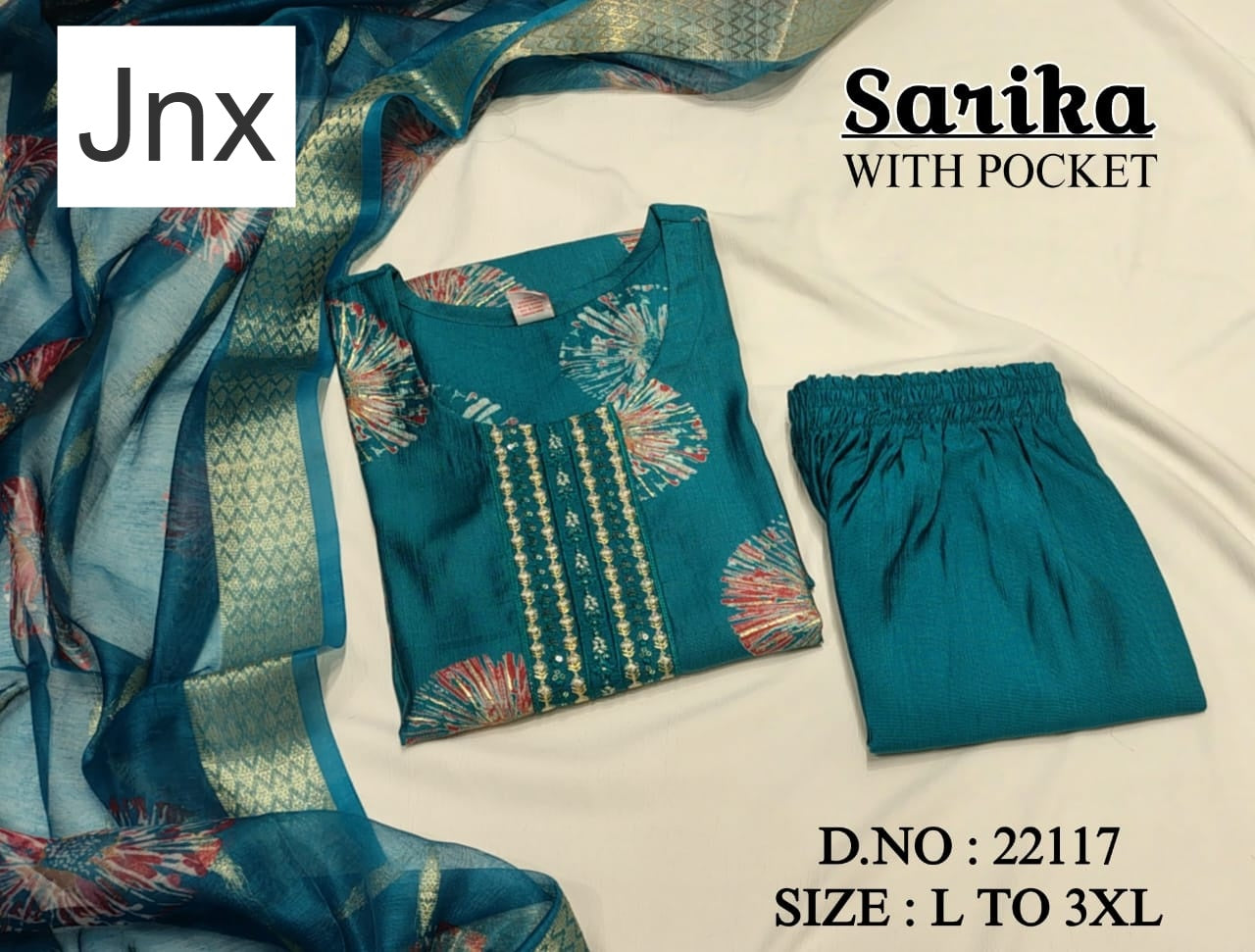 Sarika 1506 Jnx Vertican Readymade Pant Style Suits Wholesale Price