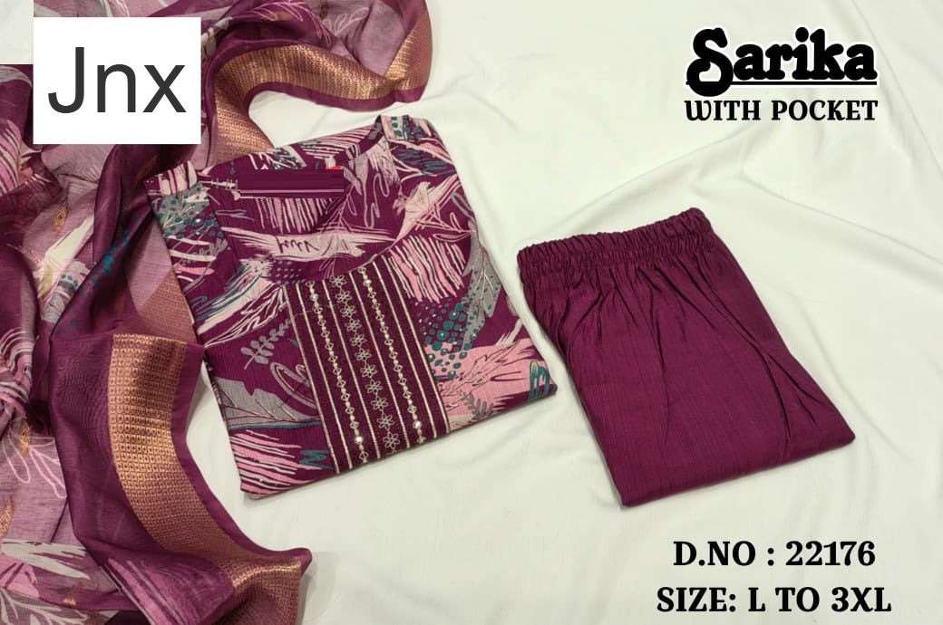 Sarika 1506 Jnx Vertican Readymade Pant Style Suits Wholesale Price
