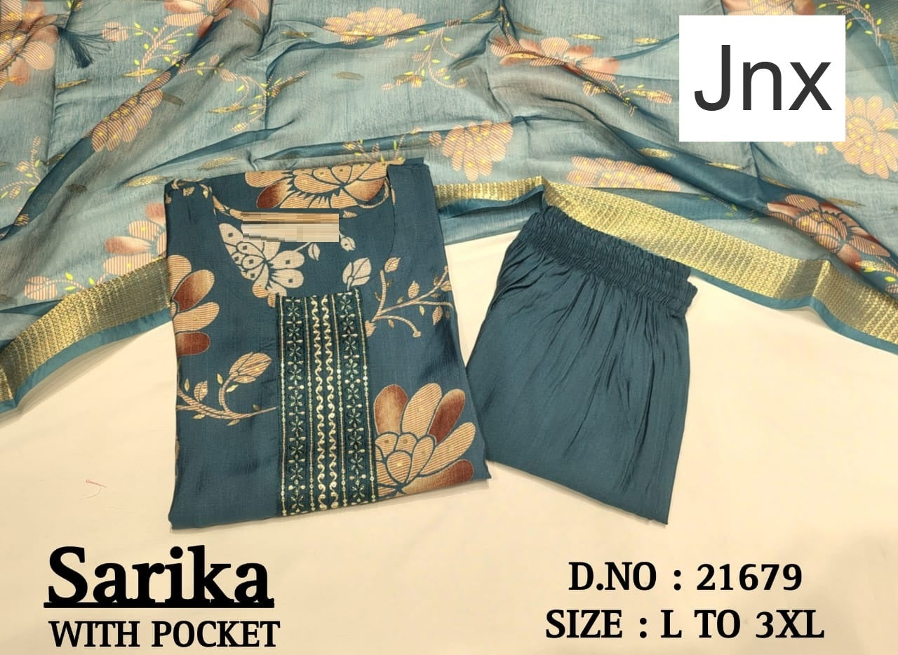 Sarika 1506 Jnx Vertican Readymade Pant Style Suits Wholesale Price