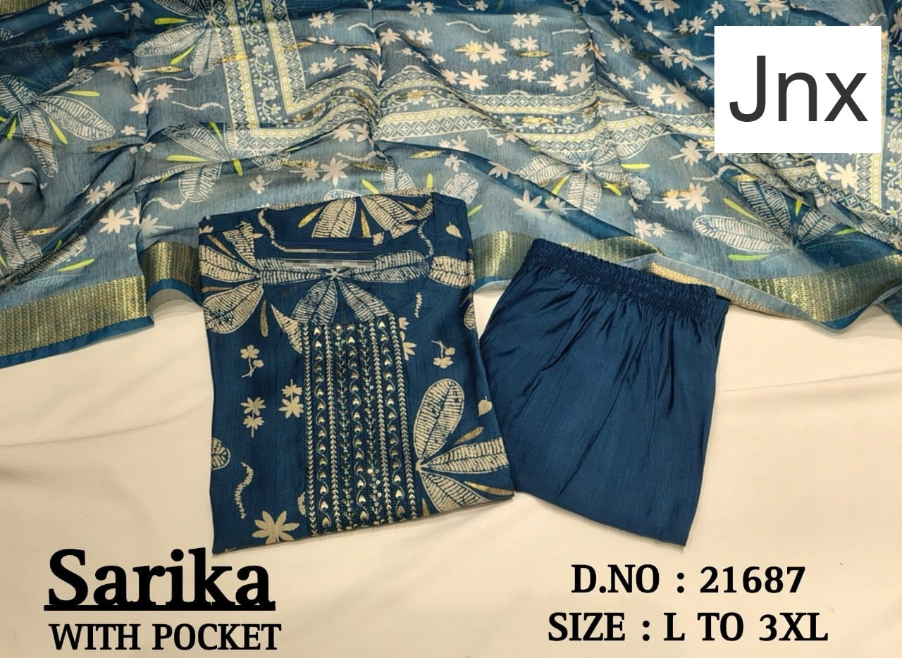 Sarika 1506 Jnx Vertican Readymade Pant Style Suits Wholesale Price