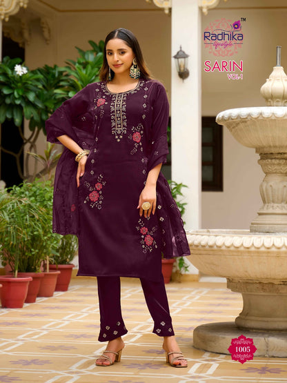 Sarin Vol 1 Radhika Lifestyle Glass Readymade Pant Style Suits Wholesale Rate
