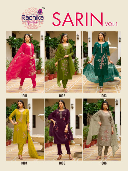 Sarin Vol 1 Radhika Lifestyle Glass Readymade Pant Style Suits Wholesale Rate