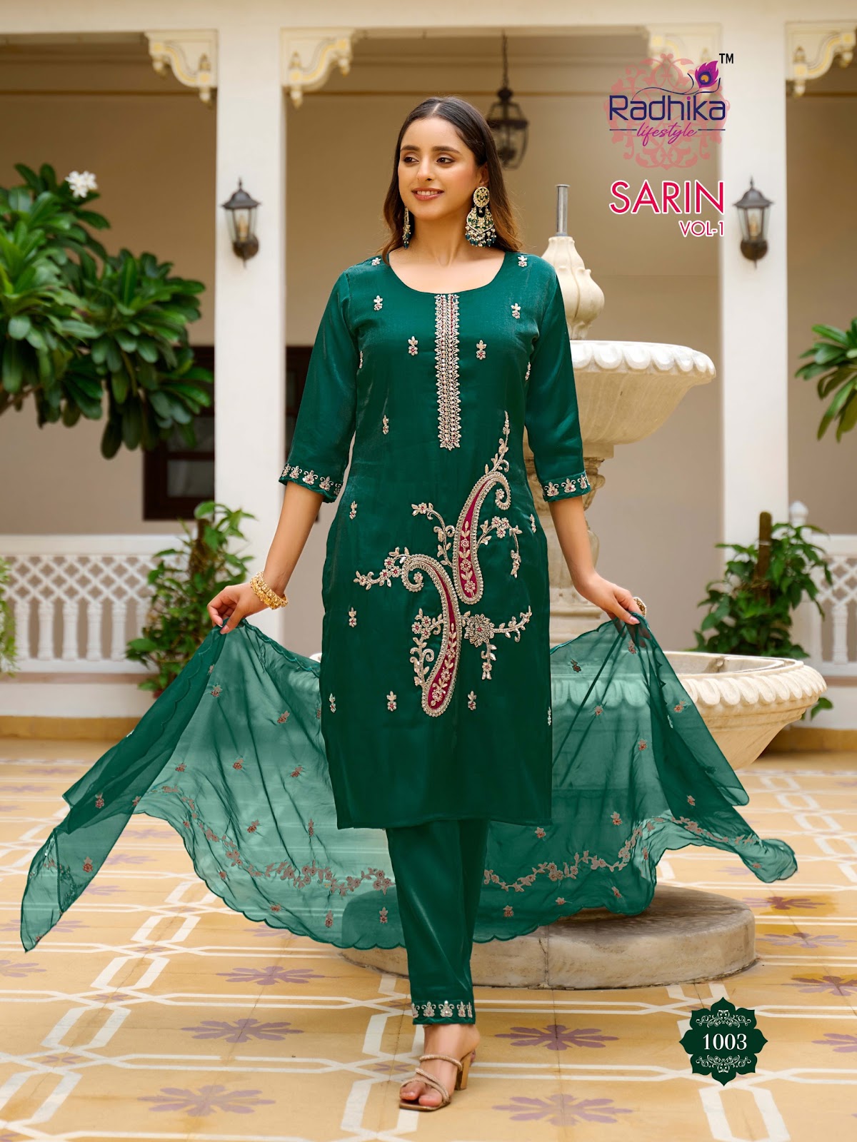 Sarin Vol 1 Radhika Lifestyle Glass Readymade Pant Style Suits Wholesale Rate