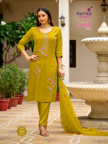 Sarin Vol 1 Radhika Lifestyle Glass Readymade Pant Style Suits Wholesale Rate