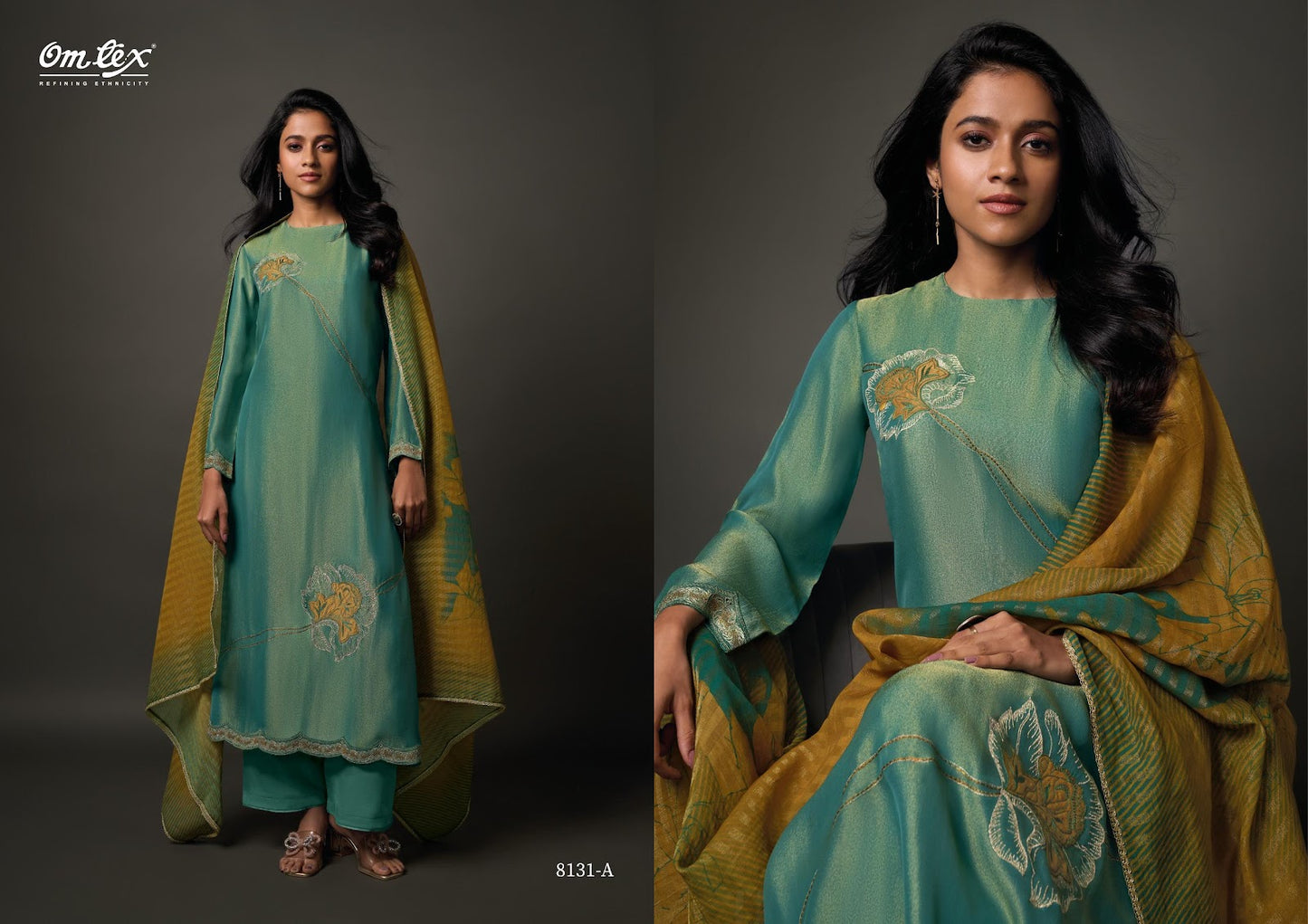 Sarina Omtex Tissue Silk Pant Style Suits Manufacturer Ahmedabad