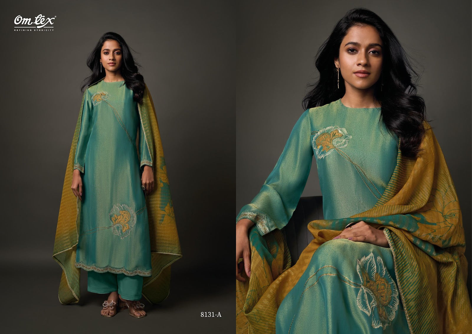 Sarina Omtex Tissue Silk Pant Style Suits Manufacturer Ahmedabad