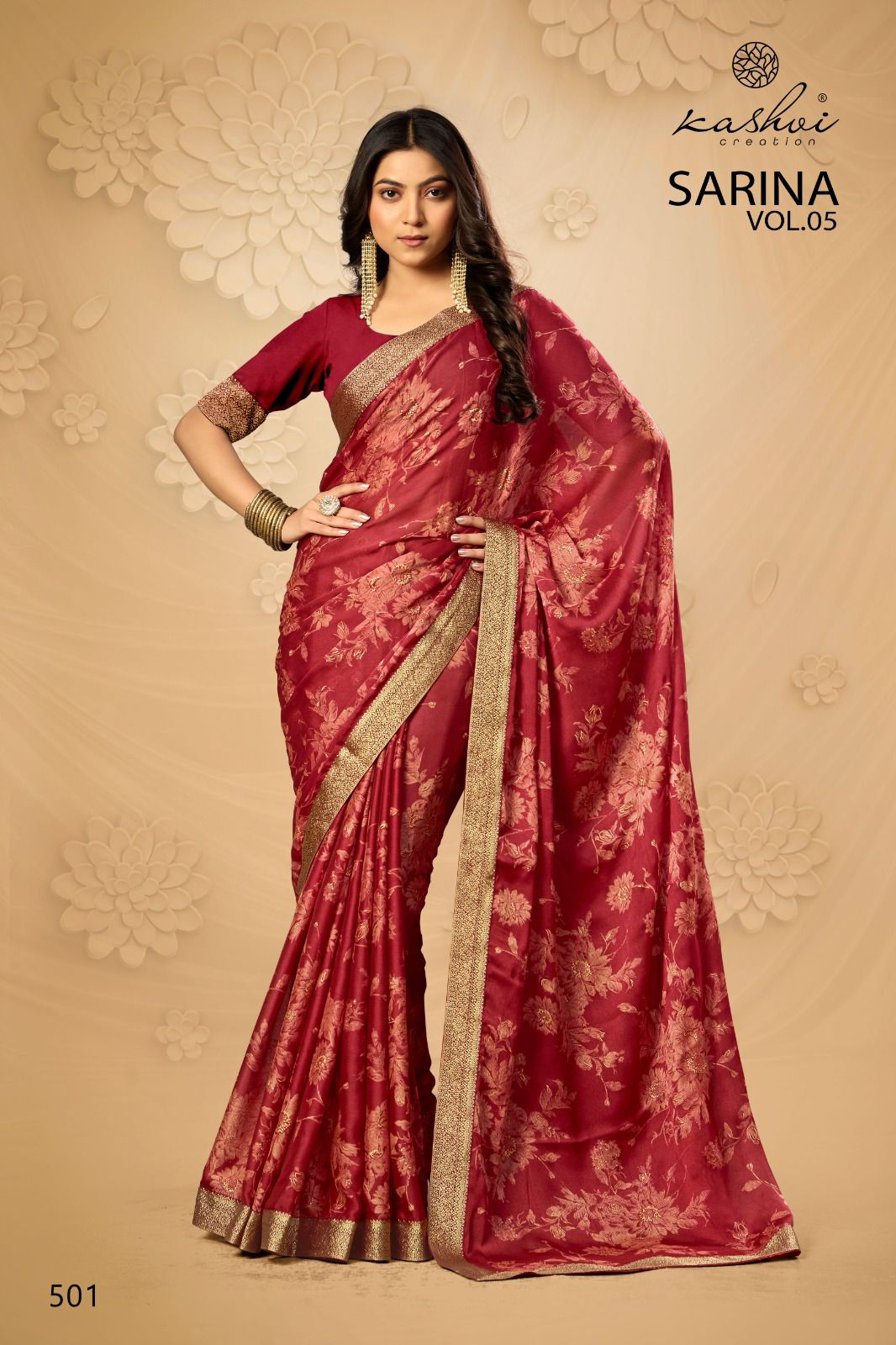 Sarina Vol 5 Kashvi Creation Moss Sarees Wholesaler Ahmedabad