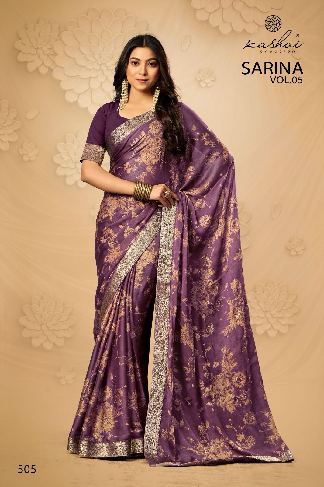 Sarina Vol 5 Kashvi Creation Moss Sarees Wholesaler Ahmedabad