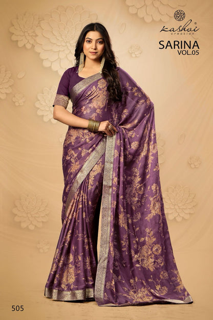 Sarina Vol 5 Kashvi Creation Moss Sarees Wholesaler Ahmedabad