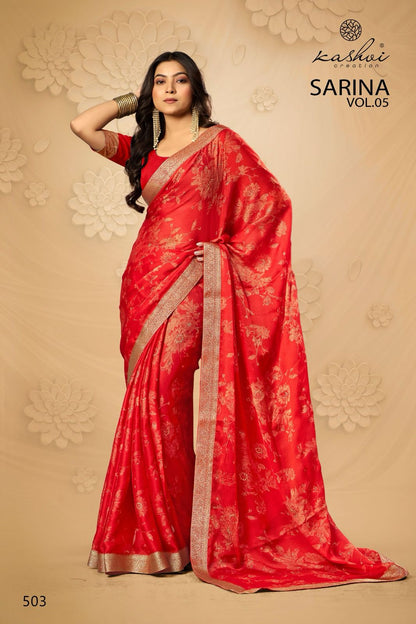 Sarina Vol 5 Kashvi Creation Moss Sarees Wholesaler Ahmedabad