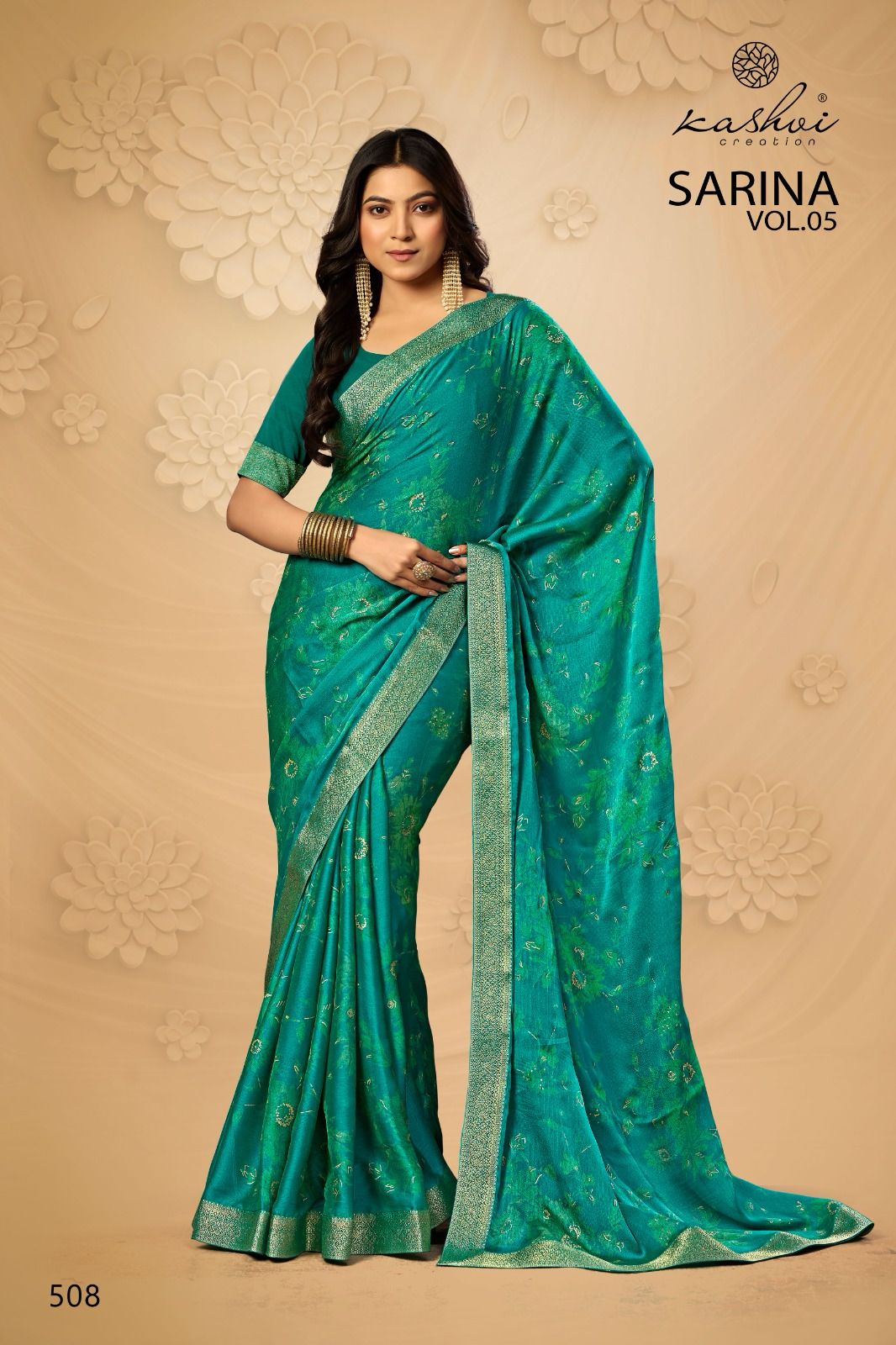Sarina Vol 5 Kashvi Creation Moss Sarees Wholesaler Ahmedabad