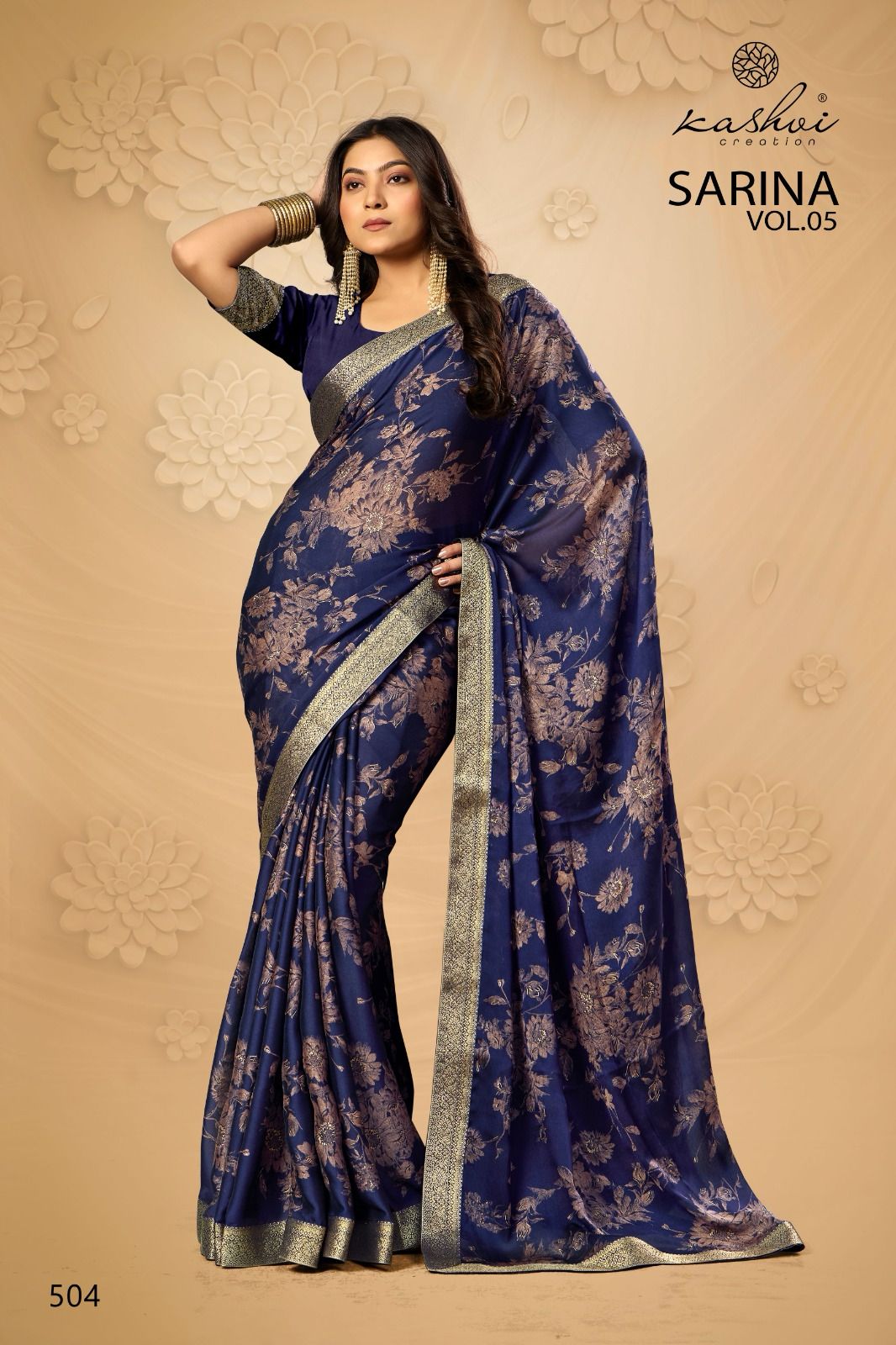 Sarina Vol 5 Kashvi Creation Moss Sarees Wholesaler Ahmedabad