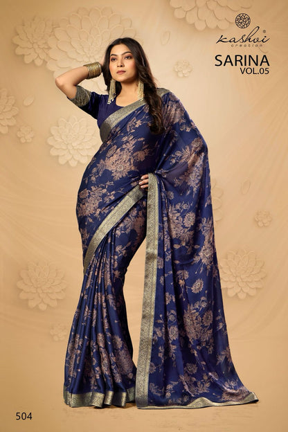 Sarina Vol 5 Kashvi Creation Moss Sarees Wholesaler Ahmedabad