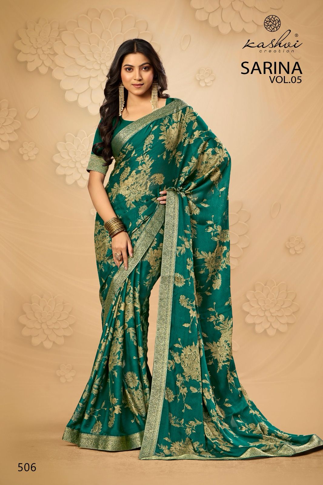 Sarina Vol 5 Kashvi Creation Moss Sarees Wholesaler Ahmedabad