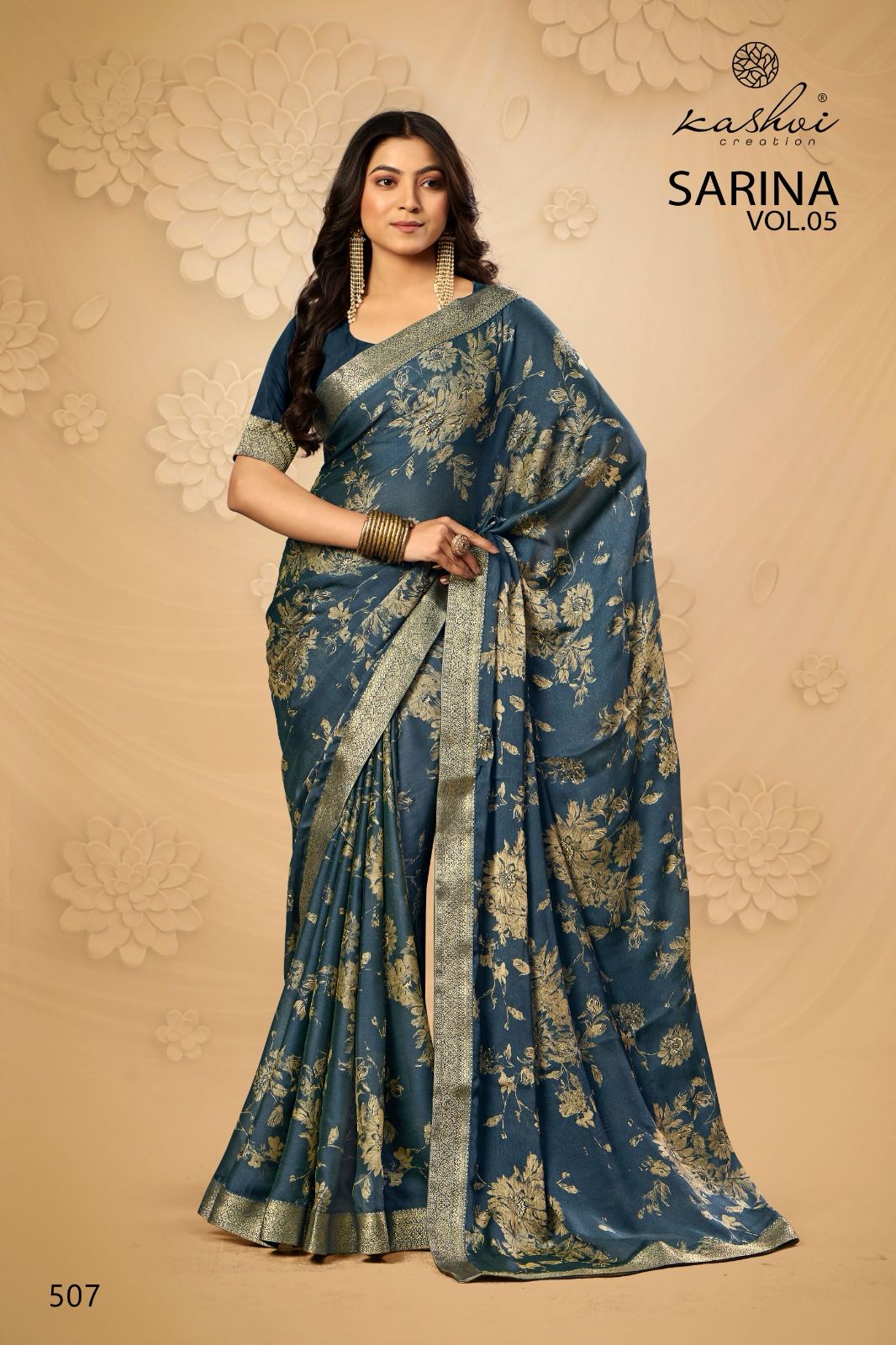 Sarina Vol 5 Kashvi Creation Moss Sarees Wholesaler Ahmedabad