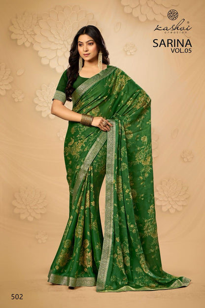 Sarina Vol 5 Kashvi Creation Moss Sarees Wholesaler Ahmedabad